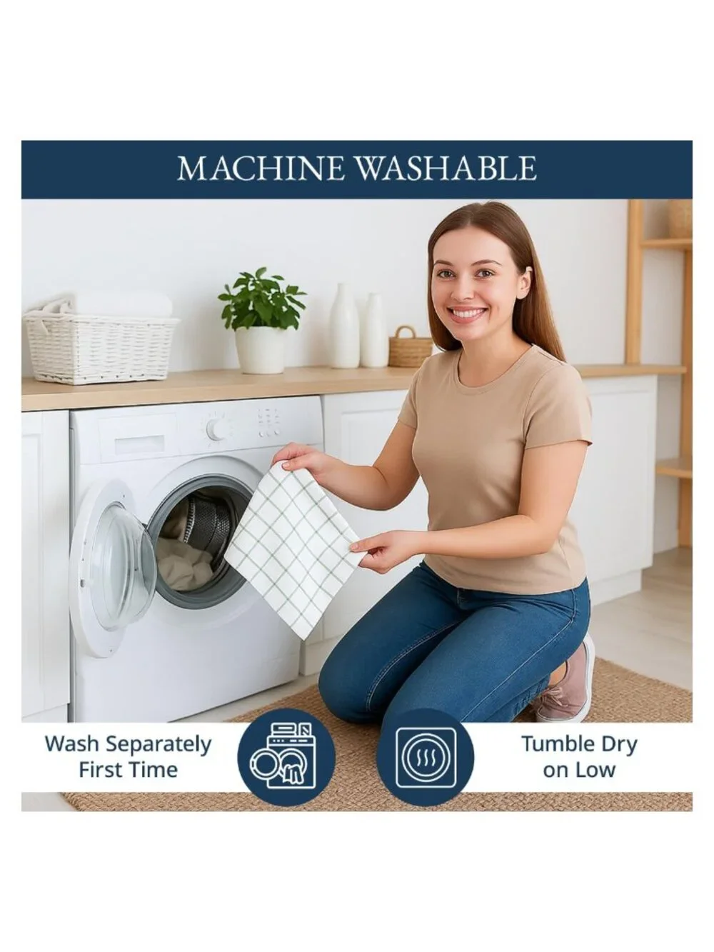 100% Cotton Kitchen Dish Towels 6 Pack Tightly Woven Absorbent